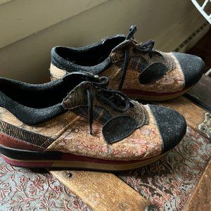 kronkron icelandic wedge trainer sneakers 38/8 marbled cork peices of art